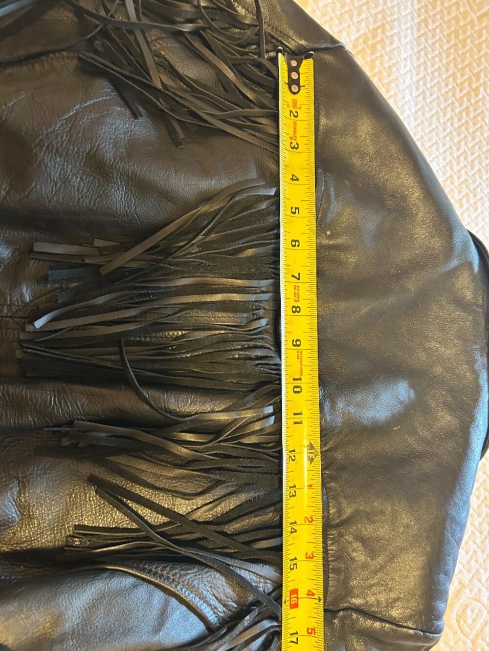 vintage blizzard genuine black leather fringe belted motorcycle jacket - Picture 6 of 6